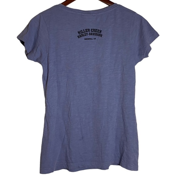 Harley-Davidson Graphic Printed Heathered Periwinkle Blue Killer Creek Roswell S - Picture 2 of 16